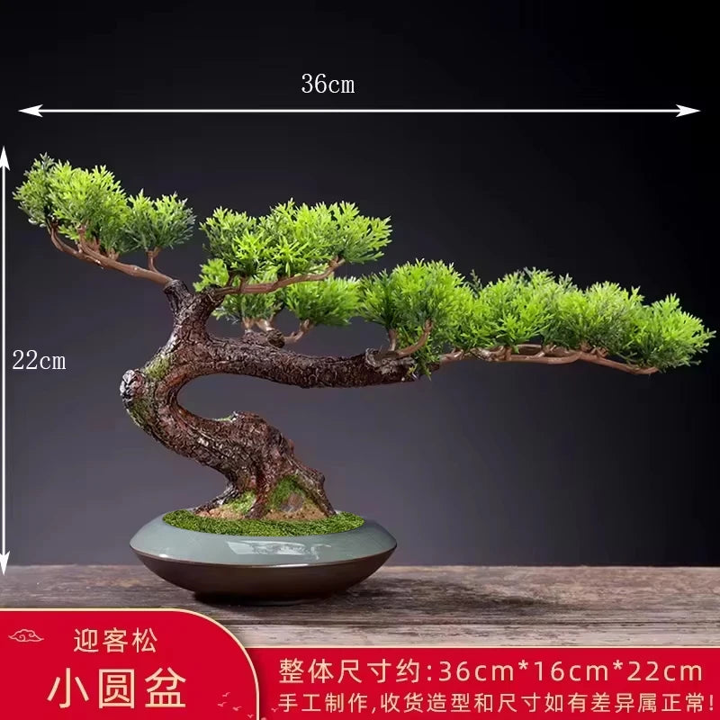 DIY Potted Bonsai for Home Decoration, False Tree, Living Room, Chinese Style, Hotel Porch Landscape, Green Plant Decoration - vue 8 sur 23