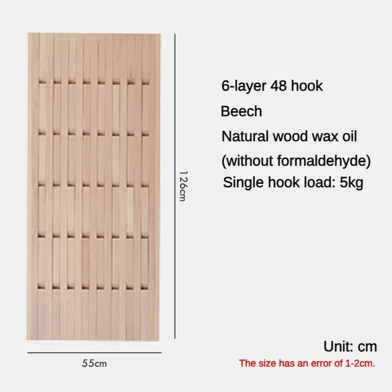 porte-manteau mural en bois pour vêtements et clés - vue 18 sur 18