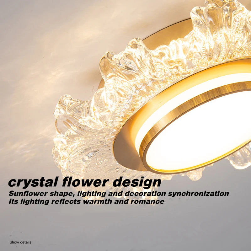 lustre moderne led en verre cristal pour décoration maison - vue 6 sur 10