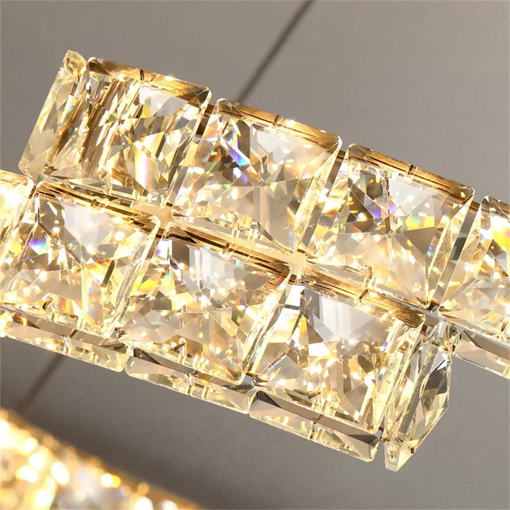 lustre led en cristal design luxe pour décoration intérieure - vue 7 sur 14