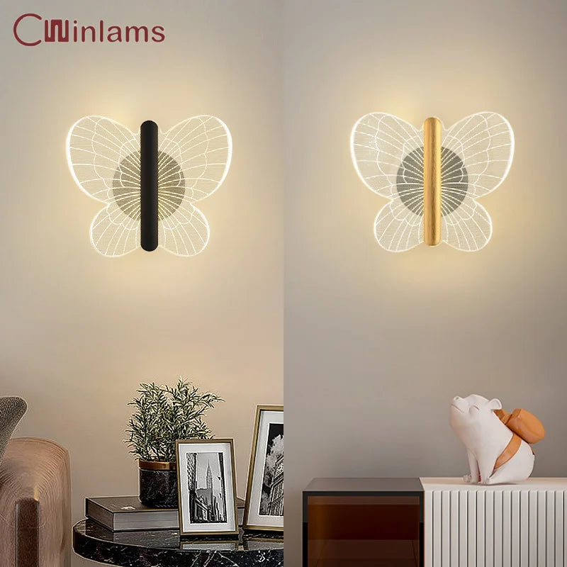 applique murale moderne en forme de papillon bicolore décorative