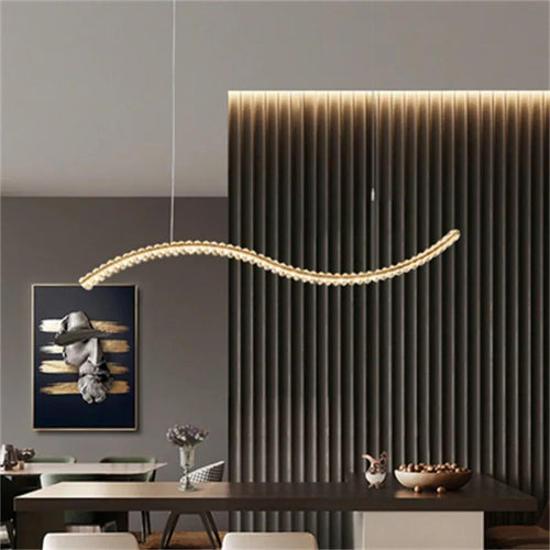 Modern minimalist crystal LED chandelier for home decor - vue 3 sur 18