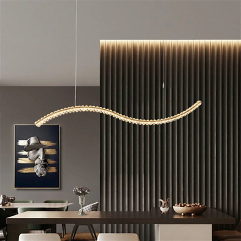 Modern minimalist crystal LED chandelier for home decor - vue 3 sur 18