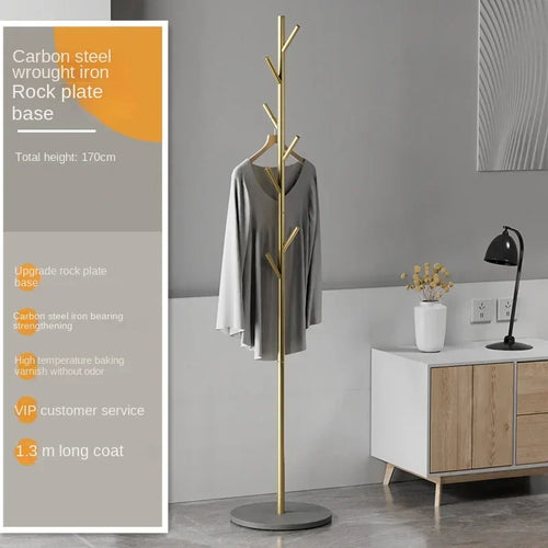 Floor To Floor Bedroom Light Luxury Rock Plate Base Metal Hanger, Marble Scarf and Bag Rack for Entering The Home Coat Rack - vue 4 sur 30