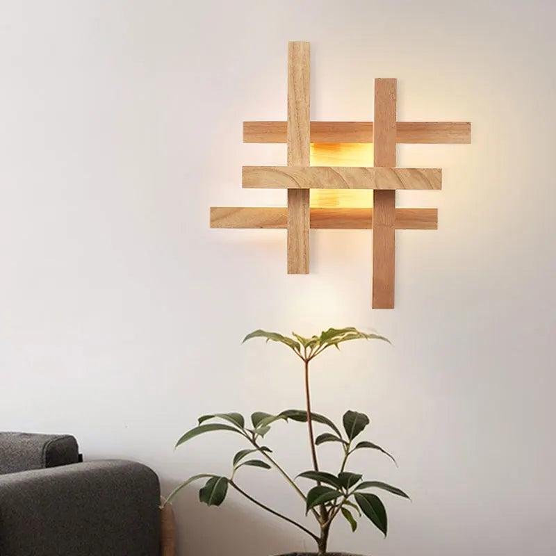 applique murale moderne en bois avec éclairage led décoratif