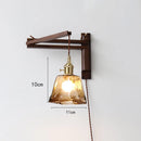 applique murale led rétro japonaise télescopique en laiton et verre