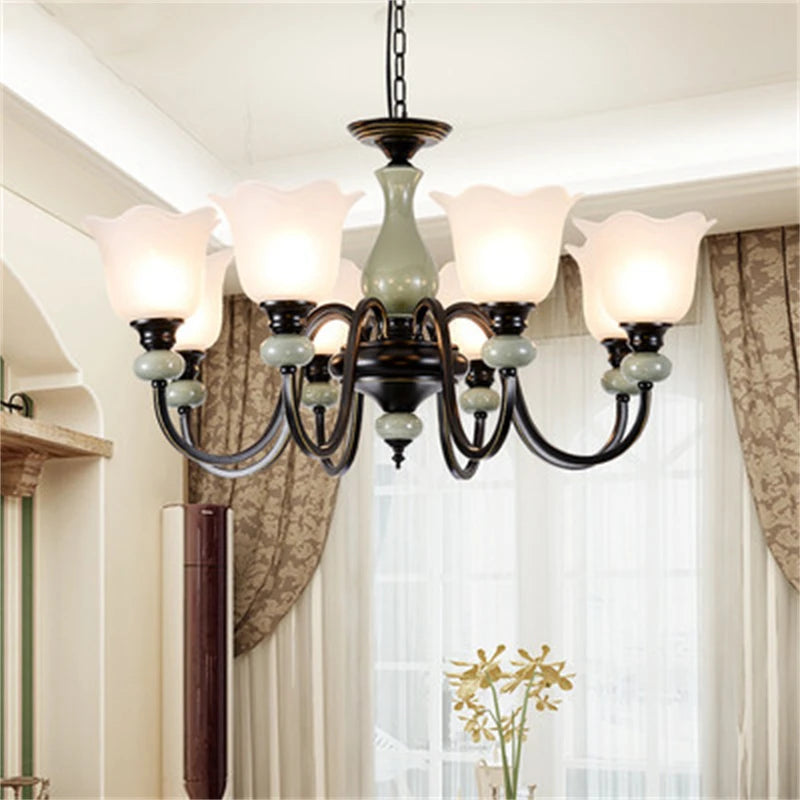 lustre en céramique vintage style américain éclairage intérieur classique - vue 4 sur 12