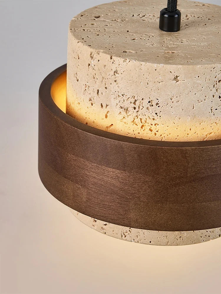 suspension en bois noyer avec lumière rétro pour bar restaurant - vue 5 sur 6