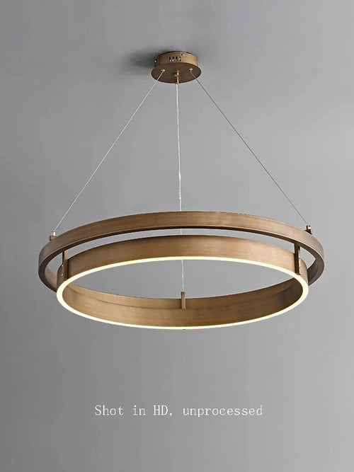 lustre nordique en bronze brossé avec suspension led - vue 3 sur 9