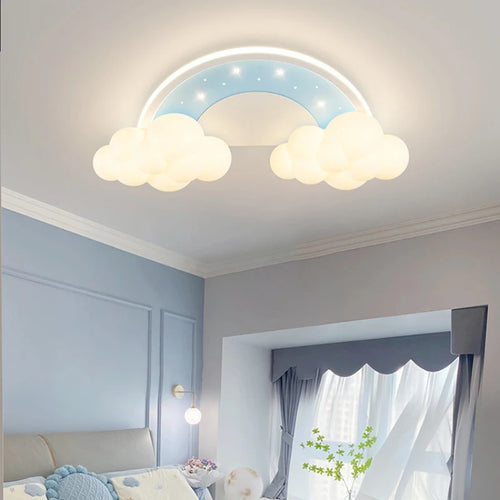 plafonnier moderne et chaleureux pour chambre enfant décor nuage arc-en-ciel