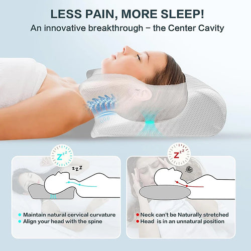 1pc Memory Foam Cervical Pillow, 2 in 1 Ergonomic Contour Orthopedic Pillow for Neck Pain, Contoured Support Pillows,Neck Pillow - vue 7 sur 9