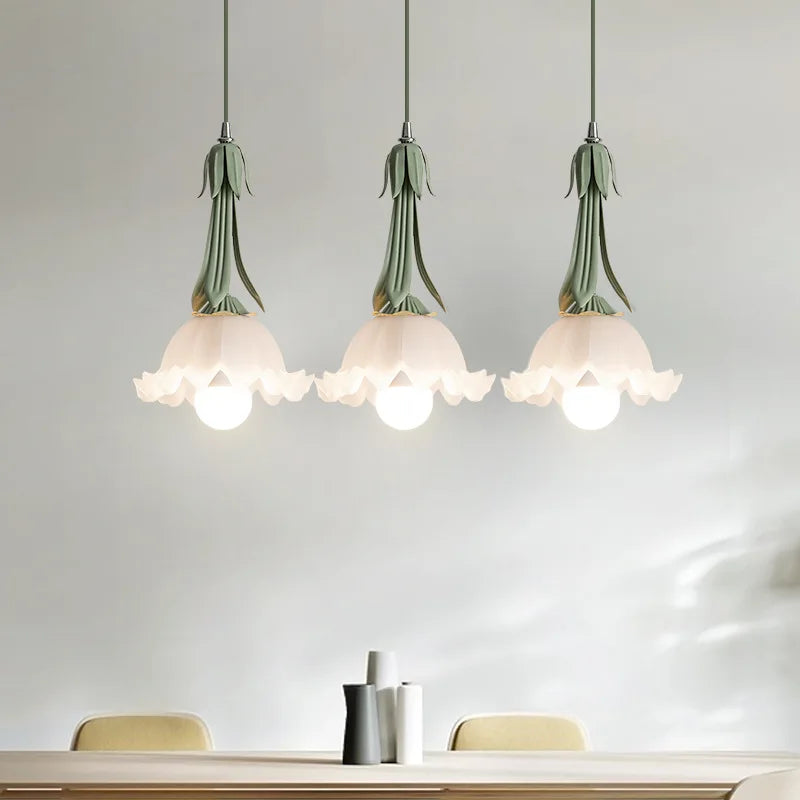 lustre en verre style français avec fleurs décoratives pour intérieur - vue 5 sur 10