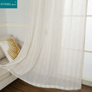 Rideau rayé style lin translucide pour salon chambre