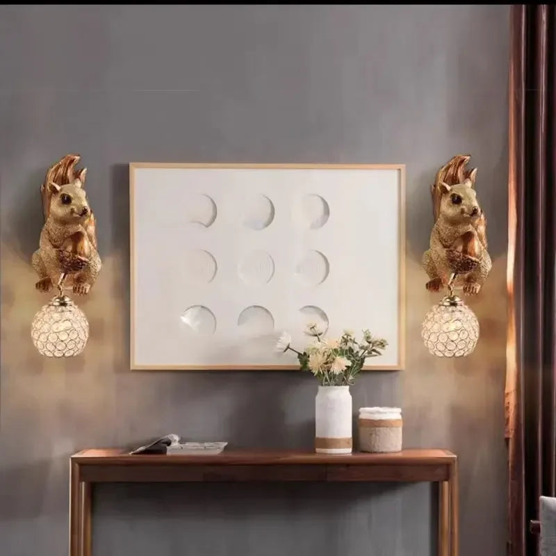 applique murale rétro écureuil style européen pour décoration intérieure - vue 9 sur 8