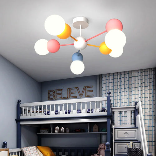 Nordic minimalist children's room chandelier - vue 5 sur 9