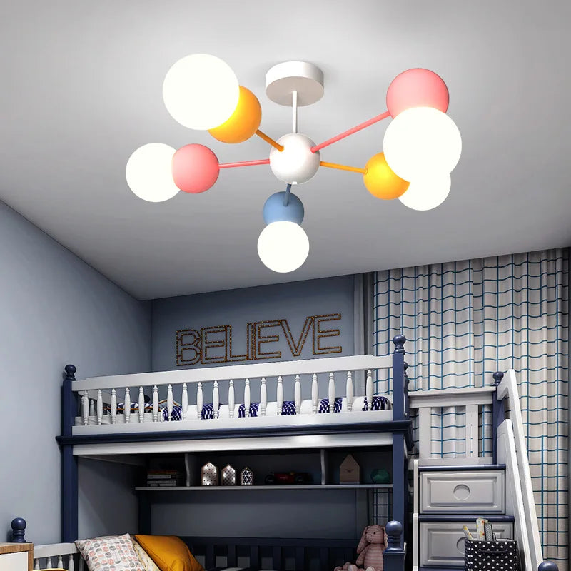 Nordic minimalist children's room chandelier - vue 4 sur 9