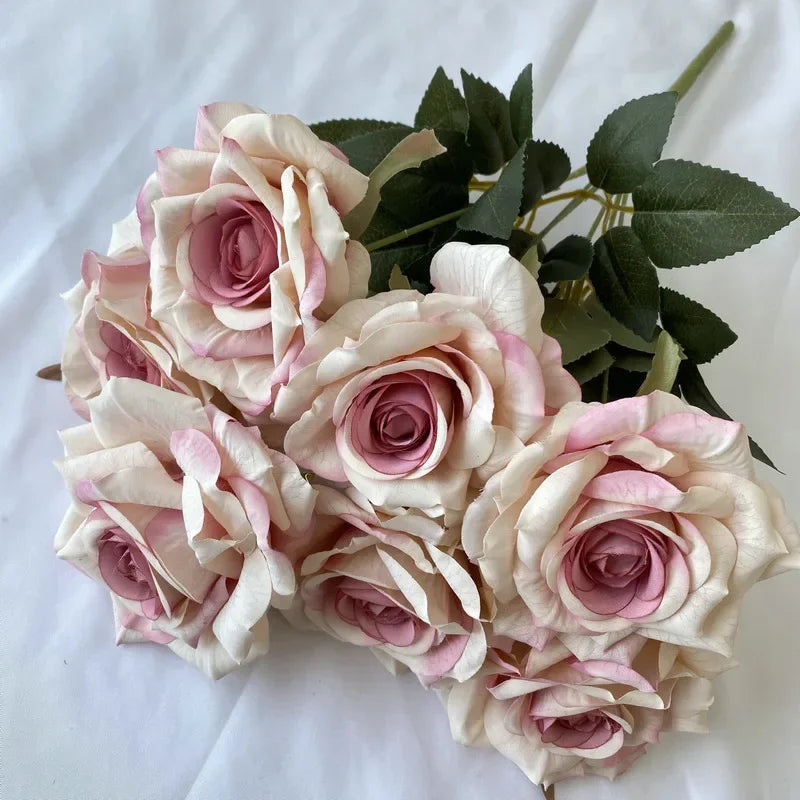 bouquet de roses artificielles en soie pour décoration intérieure - vue 13 sur 17
