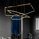 Minimalist luxury gold geometric chandelier with LED