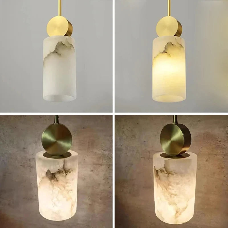 Suspension nordique en marbre et cuivre avec lumières led - vue 5 sur 10
