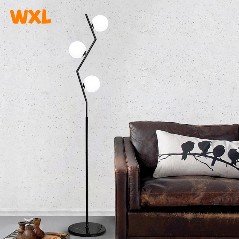 lampadaire led moderne en fer et verre nordique pour décoration intérieure - vue 6 sur 8