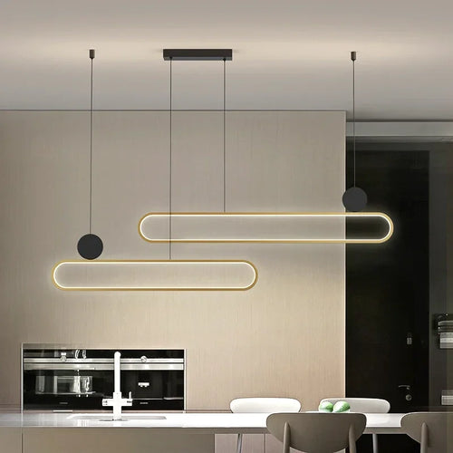 Nordic minimalist double ring LED pendant light for interiors - vue 3 sur 16