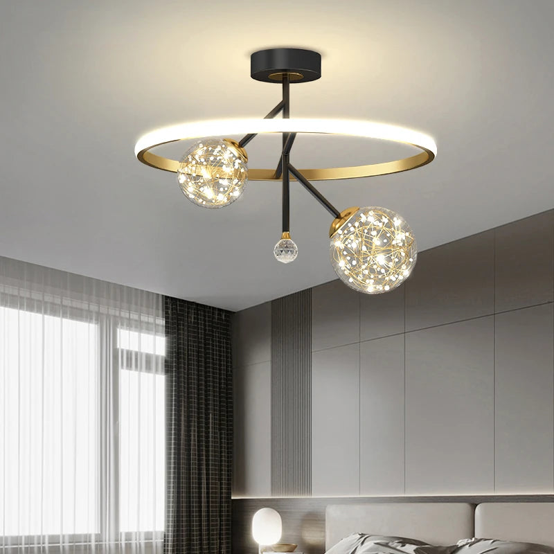 lustre led moderne simple boule nordique pour éclairage intérieur - vue 4 sur 16