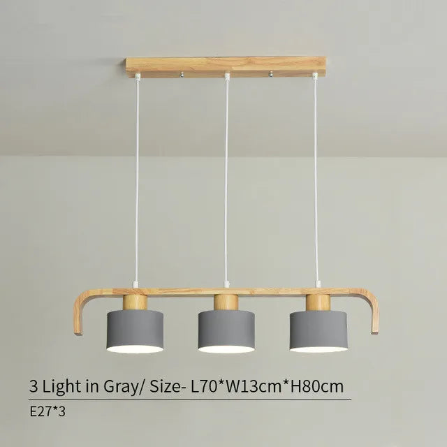 Suspension nordiques abat-jour en métal Led en bois décor à la maison lampe suspendue Restaurant café intérieur créativité lustres luminaires - vue 9 sur 16