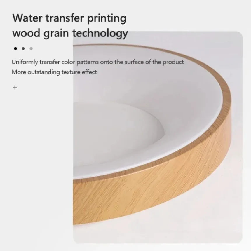 plafonnier led moderne circulaire grain de bois ultra-mince décoratif - vue 6 sur 8