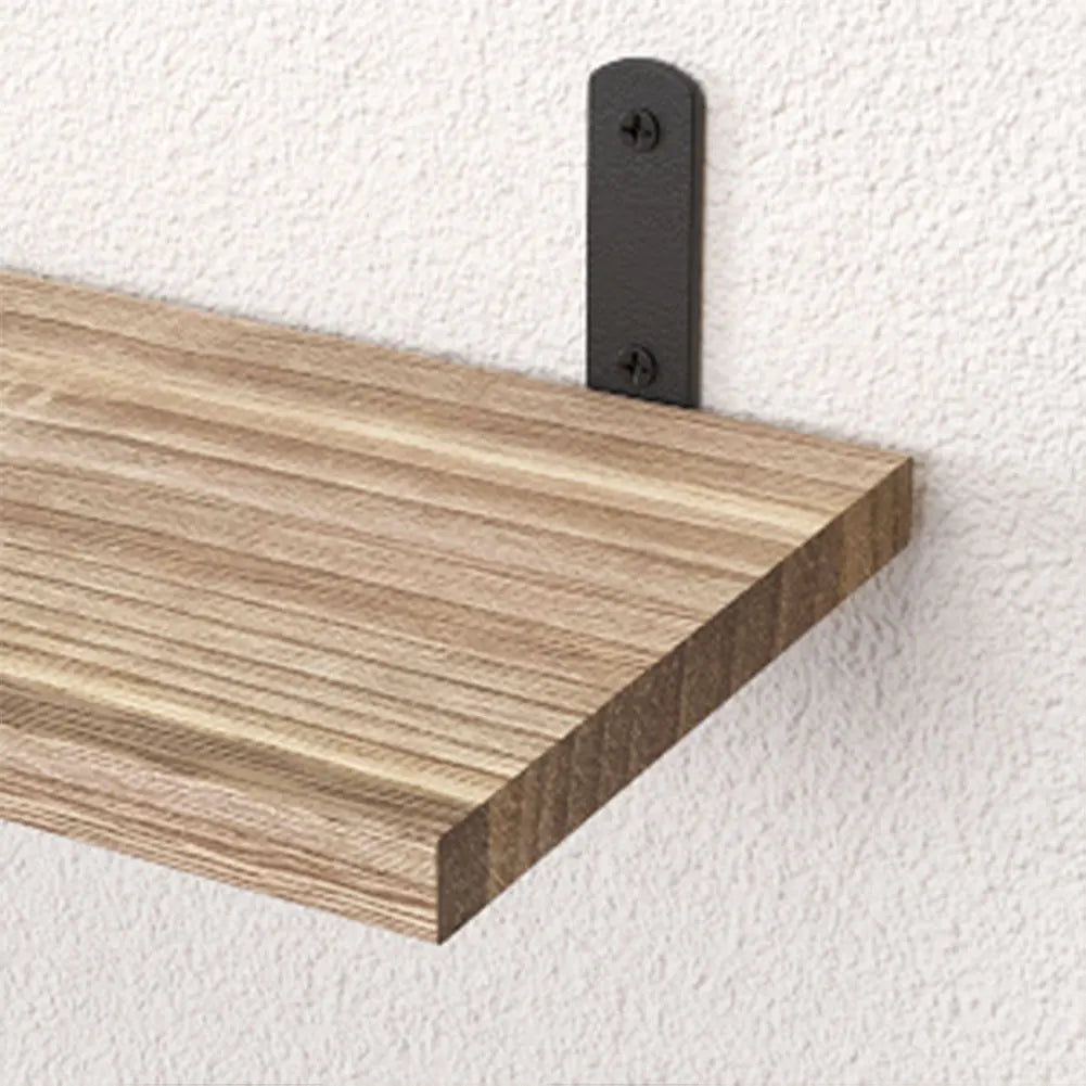 Set of 4 rustic wooden floating wall shelves for decorative storage - vue 7 sur 7