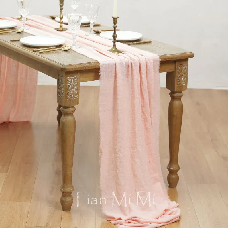 Chemin de table coton gaze style vintage mariage - vue 27 sur 29