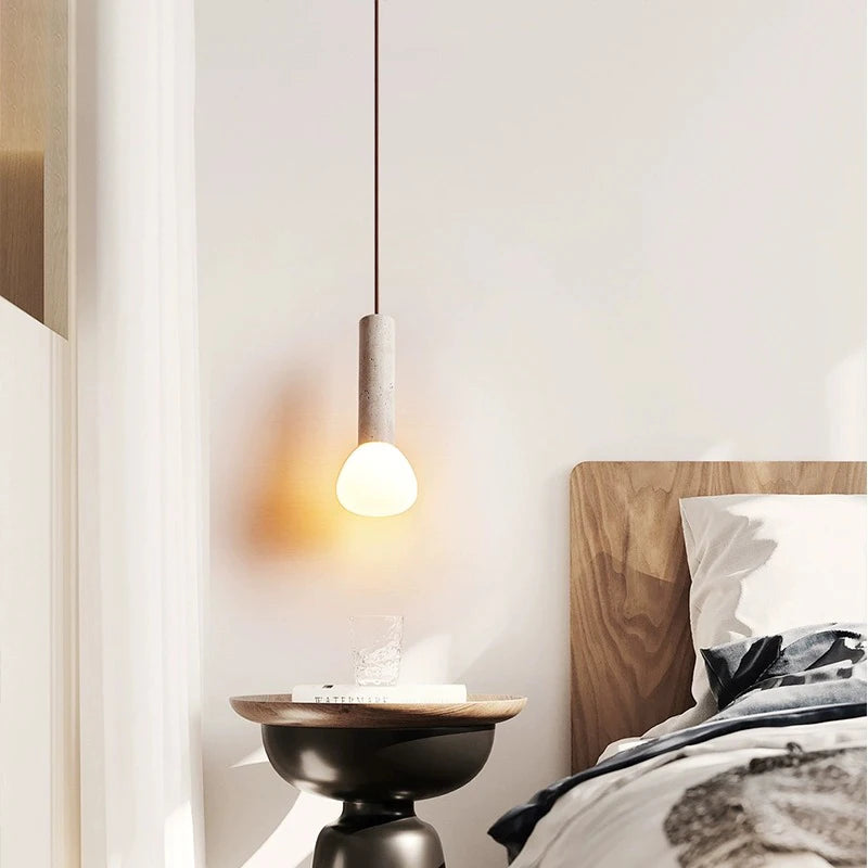 Suspension Style crème salon TV fond mur Led nordique chambre Table de chevet longue ligne petite - vue 4 sur 6