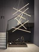 lustre moderne minimaliste duplex led longue suspension