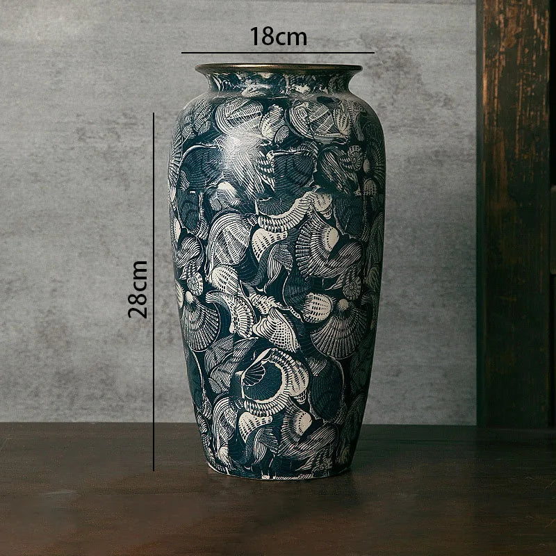 vase rétro en céramique fait main avec dorure décorative - vue 8 sur 9