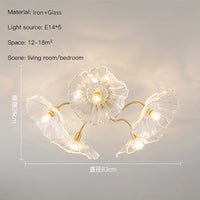 lustre nordique en fer avec verre et décoration dorée