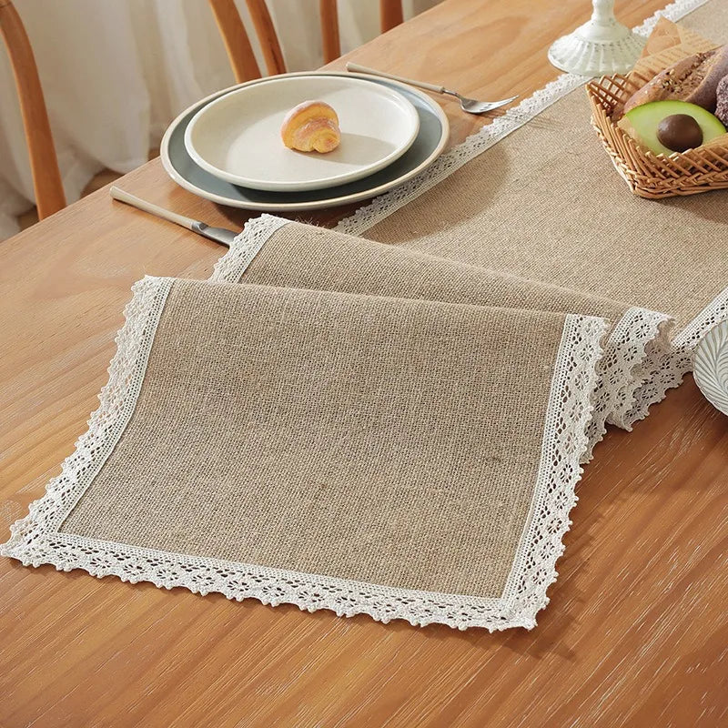 Chemin de table macramé rustique beige style bohème - vue 2 sur 7