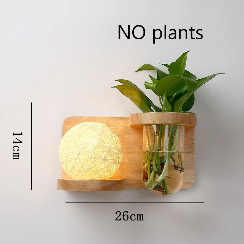 applique murale led en bois avec pot de plante nordique - vue 11 sur 23