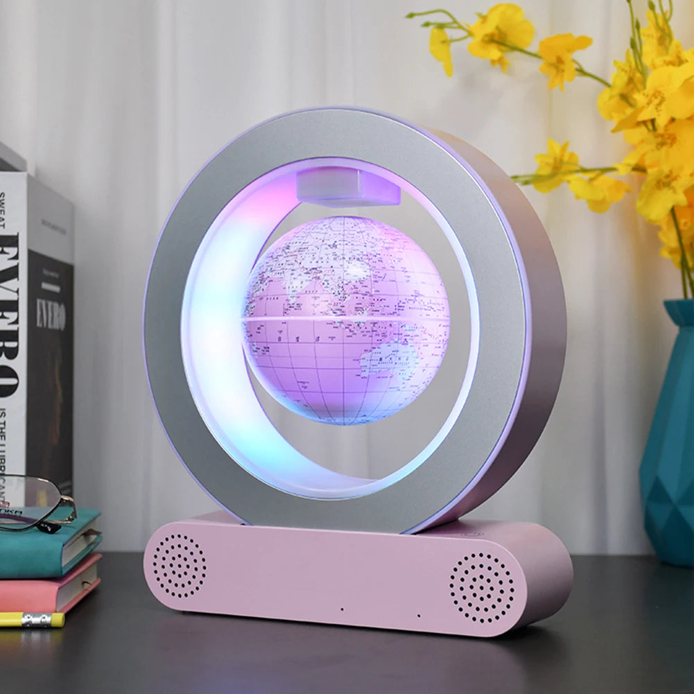 Magnetic Levitation Base Build-In Bluetooth & LED Light 4in Globe Desk Lamp Night Light for Room, Home, Office Desk Toys Decor - vue 3 sur 7