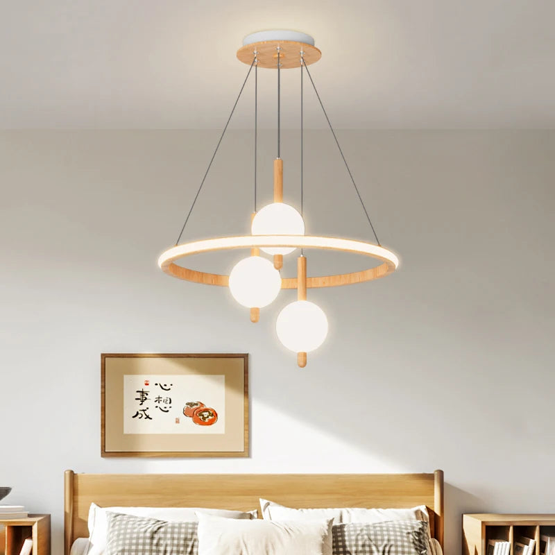 suspension led en bois massif style nordique tatami - vue 5 sur 11