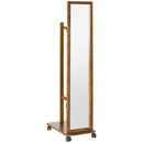 HOMCOM full body mirror with wheels bar shelf 35,5x49,5x167,8 cm Walnut