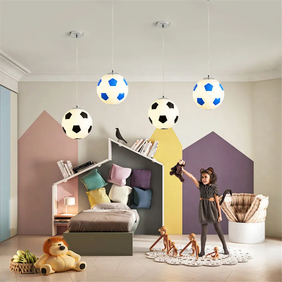 lustre enfant dessin animé football et basket décor lumineux - vue 10 sur 13