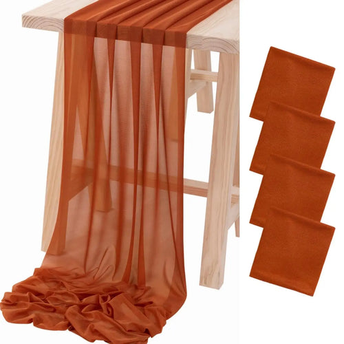 Chemin de table mousseline bohème transparent mariage lot4