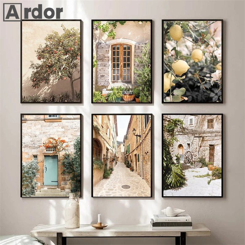 affiche artistique de la ville de bellagio en toscane