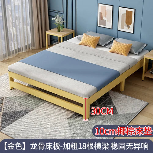 Single tatami bed frame, modern and simple home master bedroom, 1.8-meter double iron bed - vue 28 sur 29
