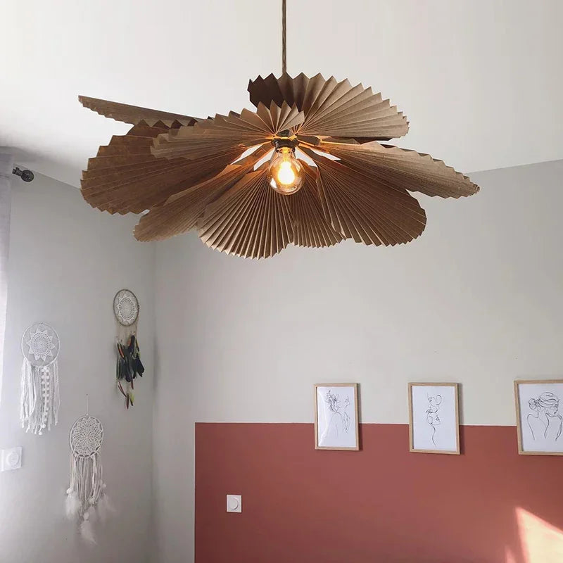 lustre rétro en papier pétale pour décoration intérieure - vue 6 sur 9