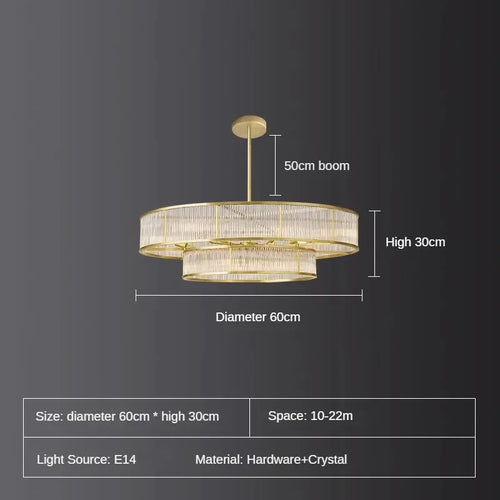 lustre en cristal rétro circulaire design pour décoration intérieure - vue 10 sur 15