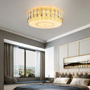 lustre led dimmable en verre cristal rond argent moderne