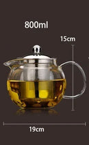 theiere en verre resistant a chaleur avec infuseur