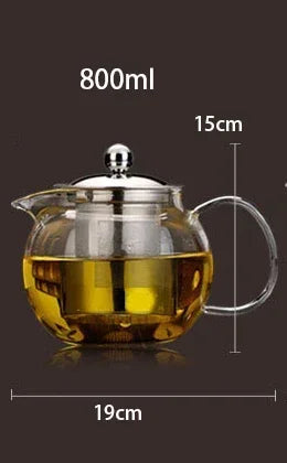 theiere en verre resistant a chaleur avec infuseur - vue 8 sur 9