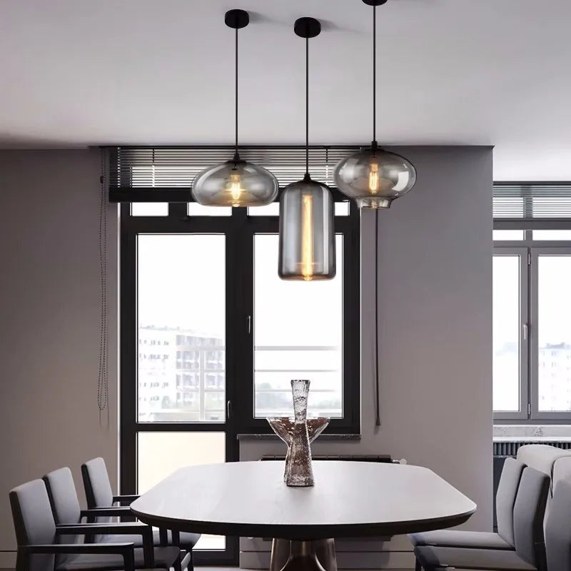 Suspension nordique en verre pour cuisine ou restaurant