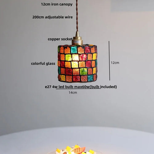 suspension en verre coloré avec fil de bois réglable moderne
